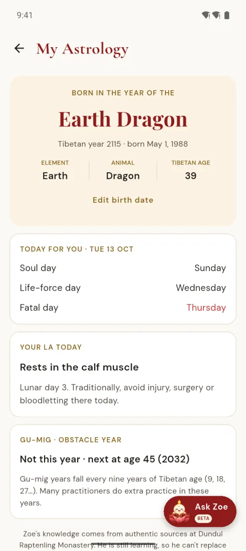 My astrology: your birth year, five energies and today